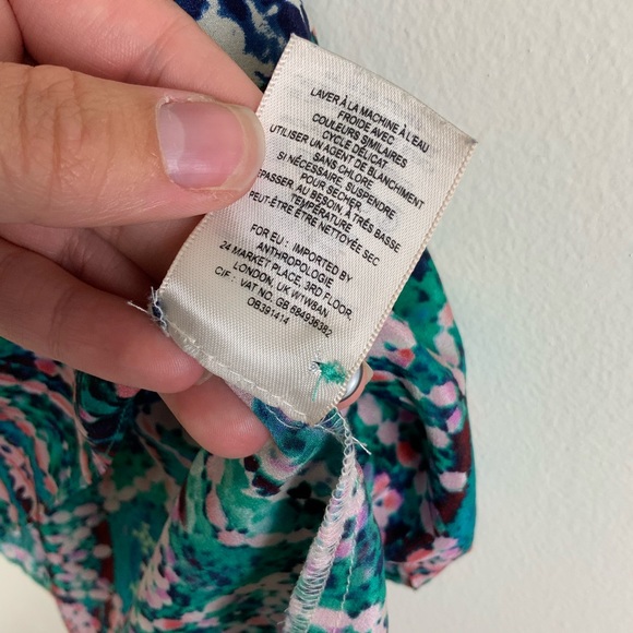 Vanessa Virginia Anthro Multicolored 100% Silk Top - Picture 4 of 5